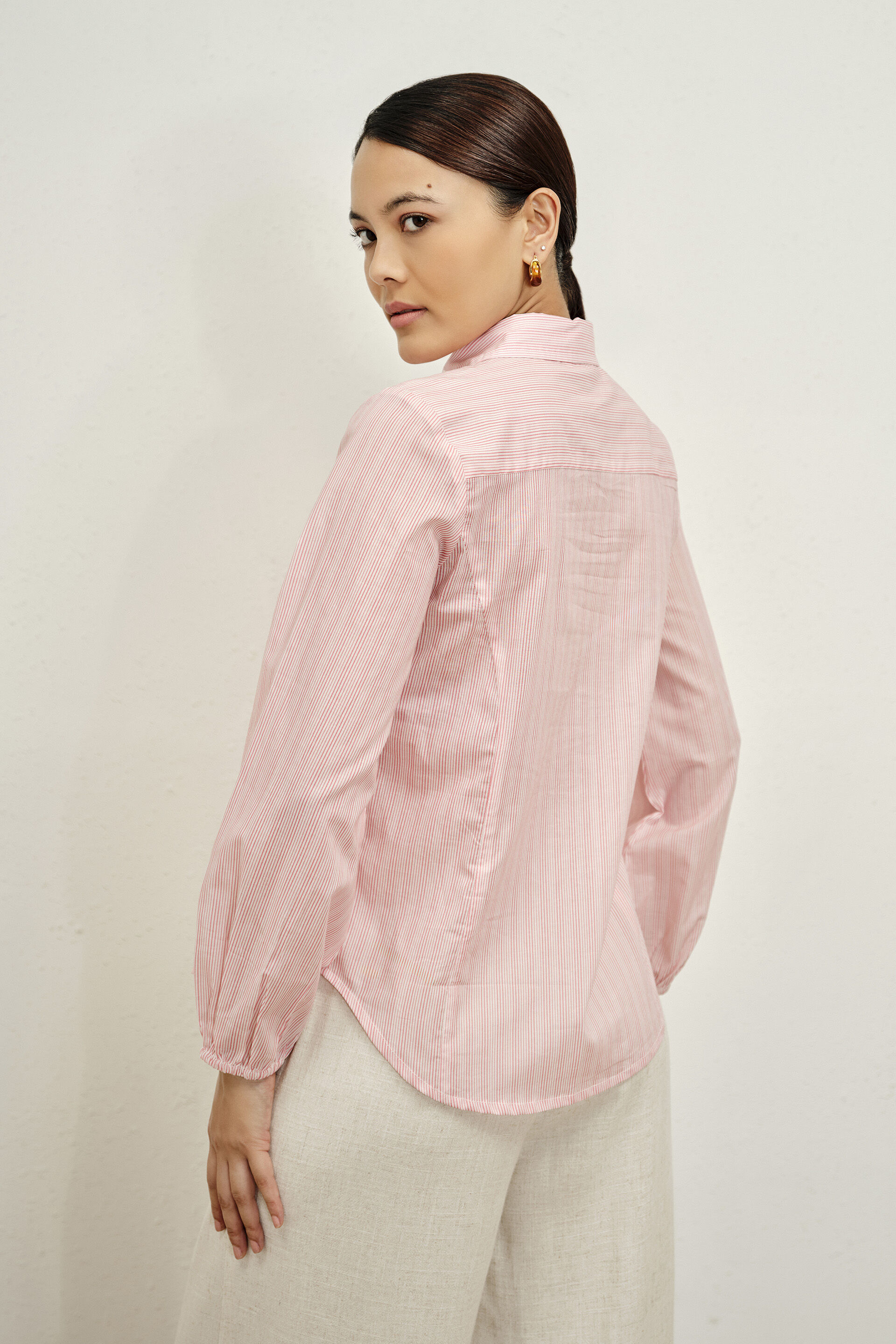 Rosalina Pleated Cotton Shirt, Pink, image 5